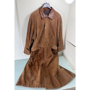Vintage Lone Pine Leather Suede Long Coat Mens Size 42 Western Front Snap Camel
